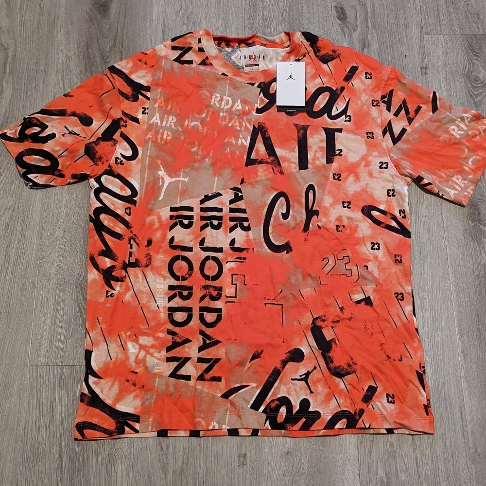 Air Jordan Red Oversized Tye-Dye Women's T-shirts Spell out New with Tags